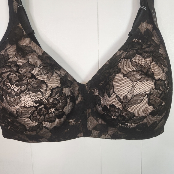 Tivoglio Black Lace Wireless T-shirt Bra Size 38H Wire Free Lightly Lined Sexy - Picture 4 of 11
